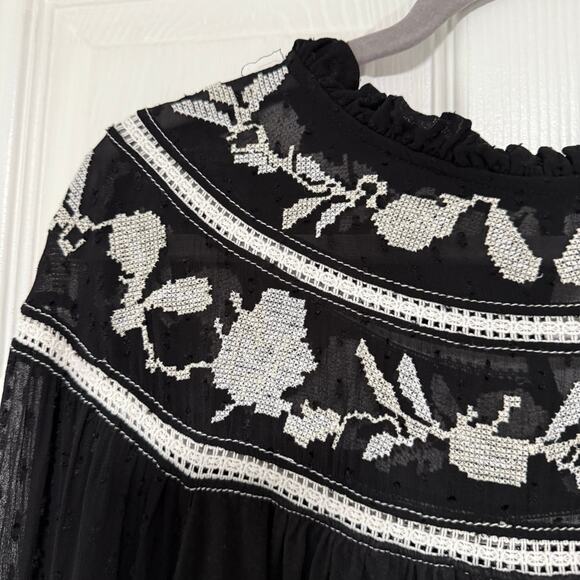 Maeve Anthropologie Women's Black Winona Lace Top Size Small - Picture 4 of 12